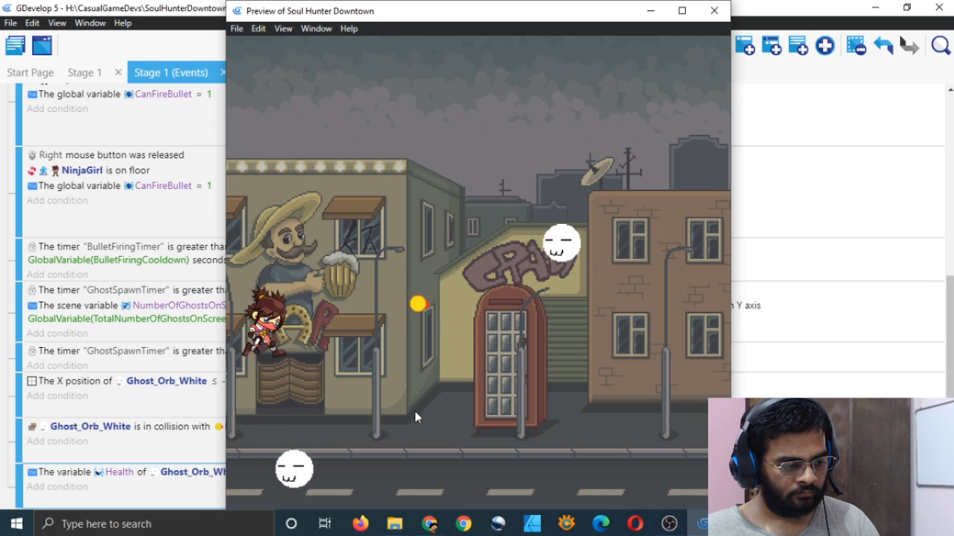 Gdevelop Casual Game Development Stream Part 4 [Spawn Enemies Randomly And Destroy Them By Attacks]