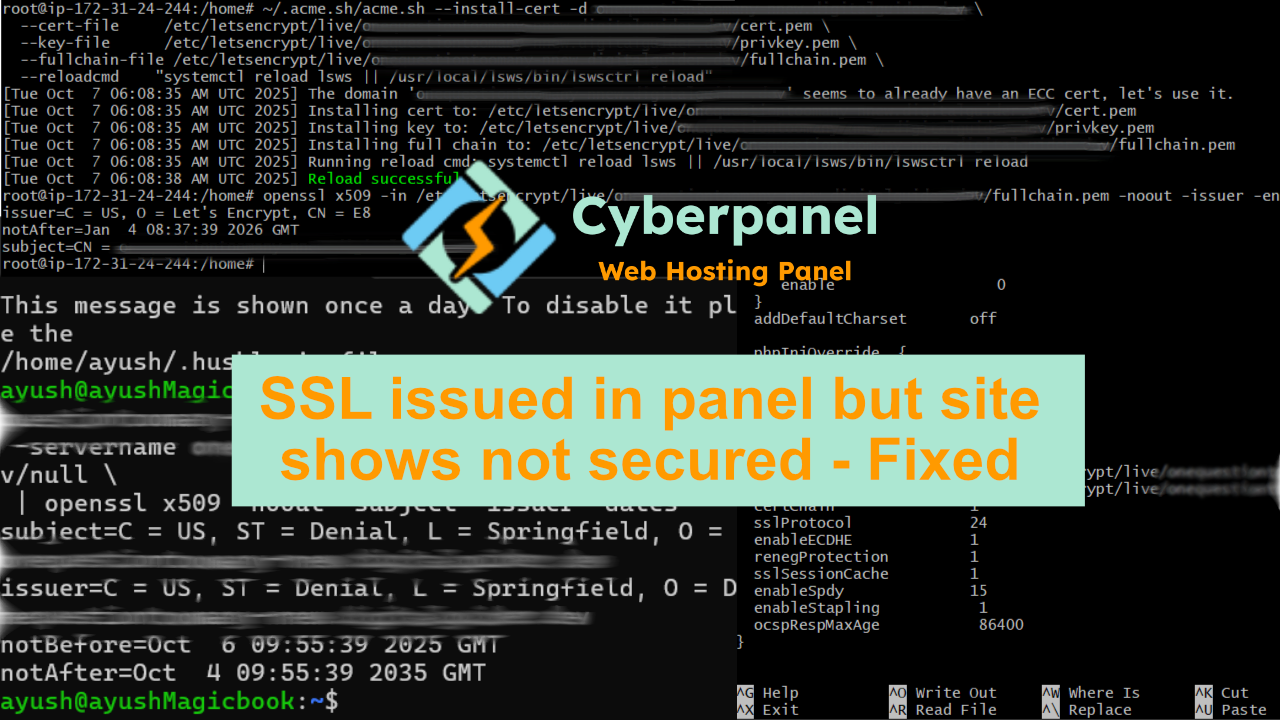 How To Fix SSL Timeout and Rate-Limit Errors in CyberPanel (acme.sh + ZeroSSL → Let’s Encrypt)